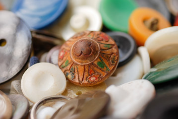 Old colorful vintage buttons