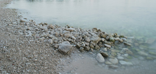 Orebic, pebbles coast near the Adriatic, peninsula Peljesac, Croatia