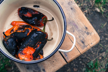 Roasted pepper in pot