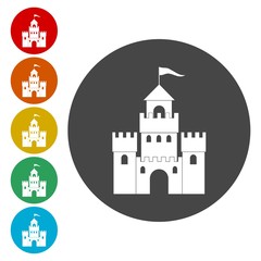 Castle Building Architecture Company Logo Vector Icon Set 
