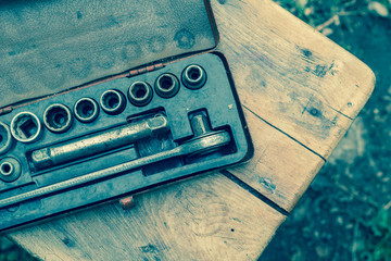 Tool box with wrench
