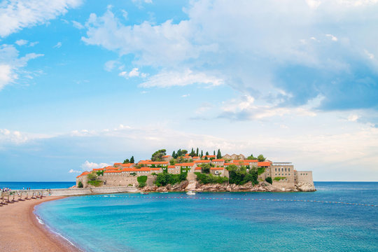 Sveti Stefan (St. Stefan) island-resort in Adriatic sea, Montenegro