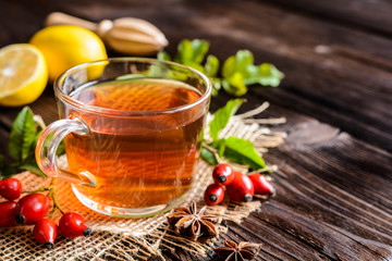 Rosehip tea with lemon