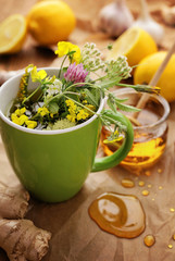 herbal tea and honey