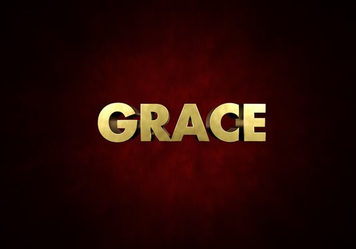 The word "GRACE" written in vintage metal letter press type in a red background