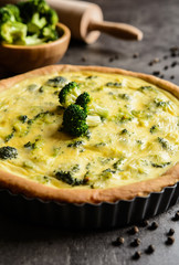 Traditional vegetable quiche with broccoli and cheese