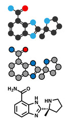 Veliparib cancer drug molecule (PARP inhibitor). 