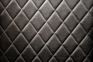 Texture of creased black leather upholstery