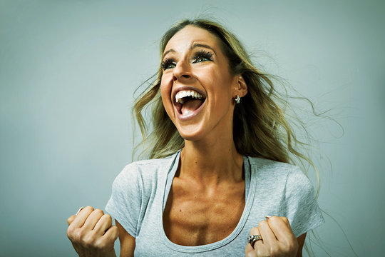 Young happy laughing girl portrait.