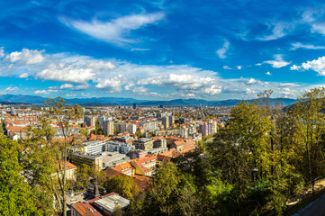 Naklejka premium Aerial view of Ljubljana in Slovenia
