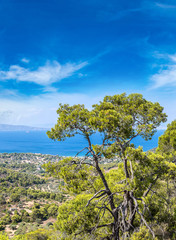 Fototapeta na wymiar Panoramic landscape of Aegina island