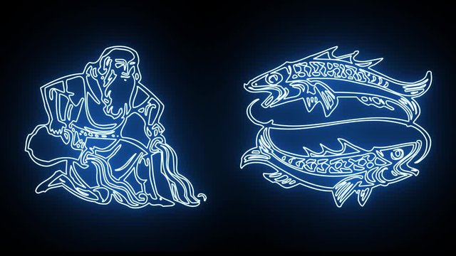 All the Zodiac Sign Revealed in Blue Glowing Lines