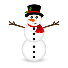 Christmas Snowman on white background