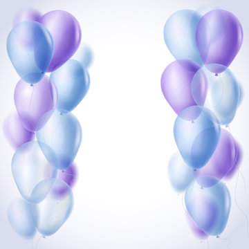 blue and violet balloons borders background. vector illustration