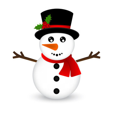 Christmas Snowman on white background