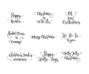 Vector set of handdrawn Christmas lettering.