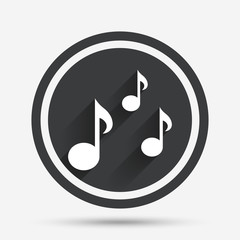 Music notes sign icon. Musical symbol.