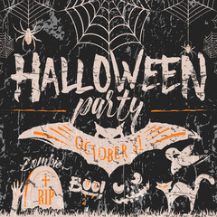 Vector illustration of retro invitation to halloween party