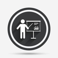 Presentation billboard sign icon. Diagram symbol.