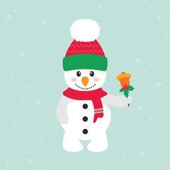 cartoon snowman with bell