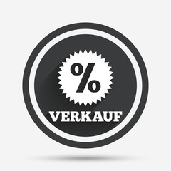 Verkauf - Sale in German sign icon. Star.