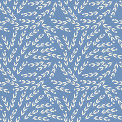 Seamless pattern with decorative leaves silhouettes isolated on