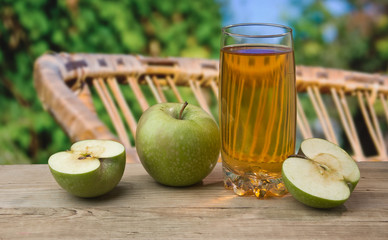 apple juice  in the garden
