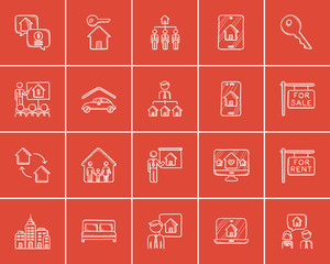 Real estate sketch icon set.