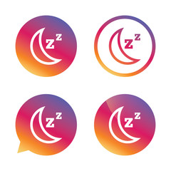 Sleep sign icon. Moon with zzz button.