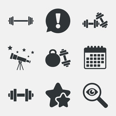 Dumbbells icons. Fitness sport symbols.