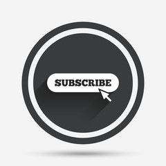 Subscribe with cursor pointer icon. Membership.