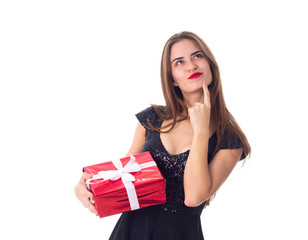 Fototapeta premium Young woman holding a present