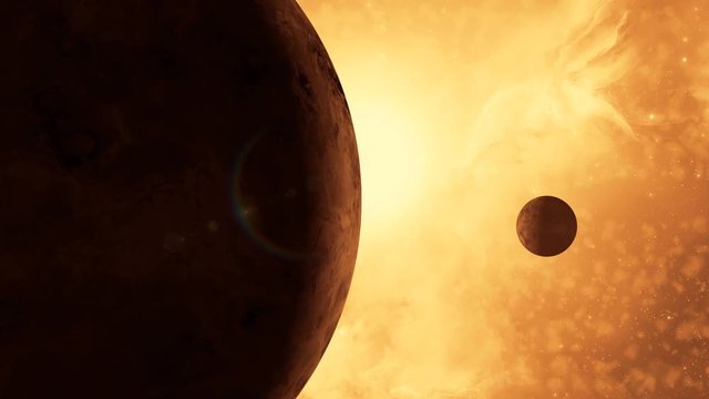 Big Planet and a Dwarf Planet in Space