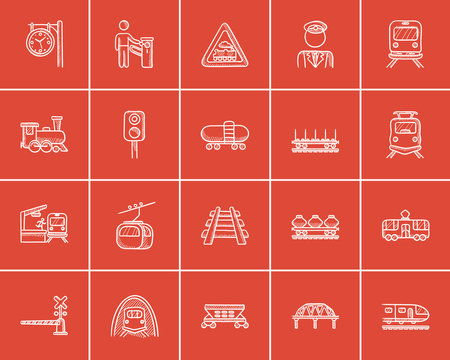 Transportation sketch icon set.