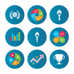 First place award cup icons. Prize for winner.