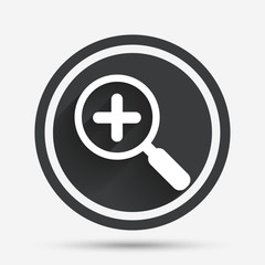 Magnifier glass sign icon. Zoom tool. Navigation.