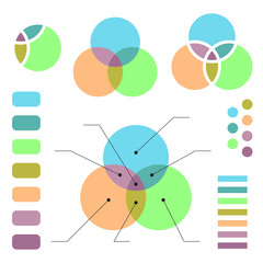 Venn diagram with note lines, isolated on white background, vector illustration.