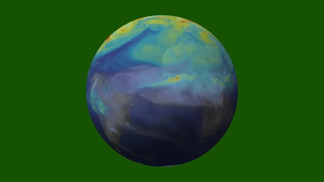 Realistic View of the Earth in Time Lapse Rotate and Loop on a Green Screen Background