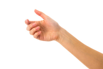 Woman's white hand holding something