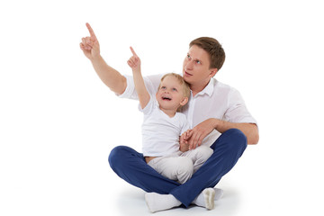 Happy father with little son.