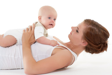 Mother with small baby.