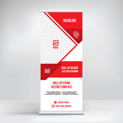 Roll-up banner template for business technology background vector
