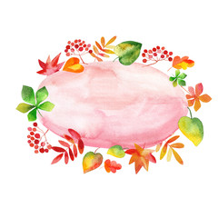 ornament made of drawn autumn leaves