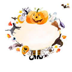 watercolor pumpkin day Halloween