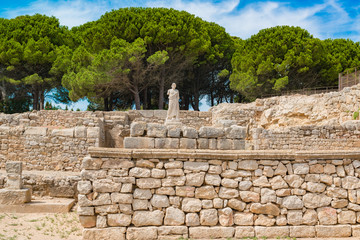 Fototapeta na wymiar Greco-Roman archaeological site of Ampurias (Empuries) in the Gulf of Roses, Catalonia, Spain.