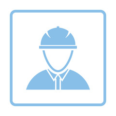 Icon of construction worker head in helmet