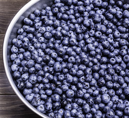 Large bowl of fresh blueberries