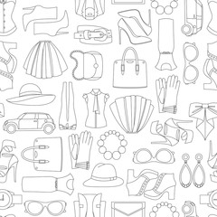 Vector pattern of fashion objets and trendy accessories