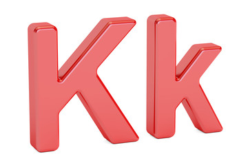 Red letter K alphabet, 3D rendering