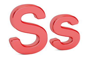 Red letter S alphabet, 3D rendering